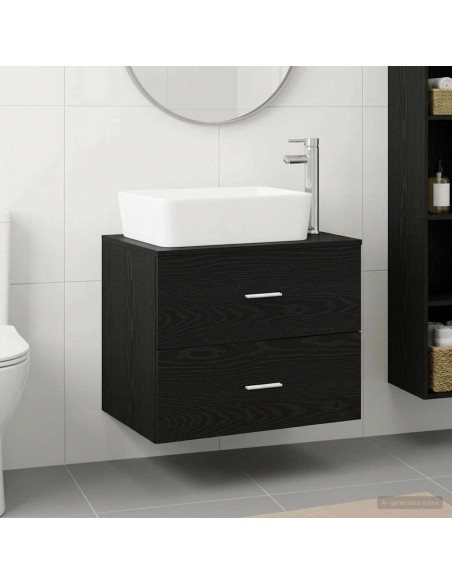 Set di mobili per il bagno Rovere Nero Legno ingegnerizzato