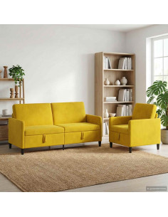 Set di Divani con Storage 2 pz Giallo Poliestere