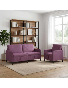 Set di Divani con Storage 2 pz Viola Poliestere