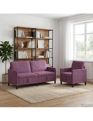 Set di Divani con Storage 2 pz Viola Poliestere