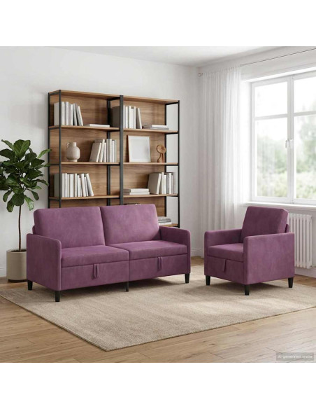 Set di Divani con Storage 2 pz Viola Poliestere