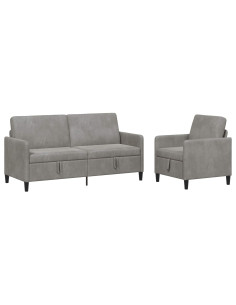 Set di Divani con Storage 2 pz Grigio Chiaro Poliestere 2