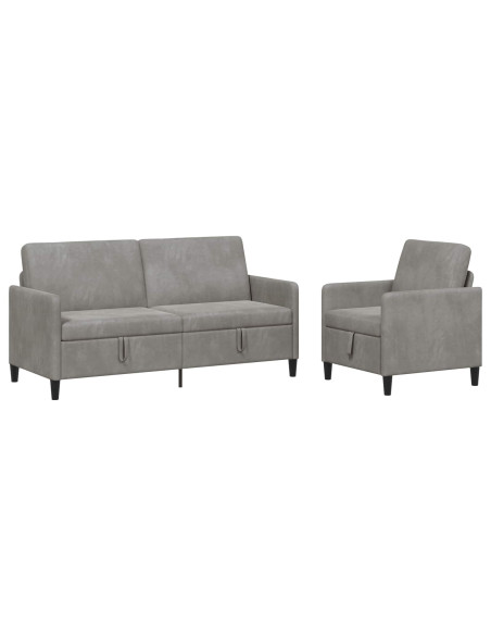 Set di Divani con Storage 2 pz Grigio Chiaro Poliestere