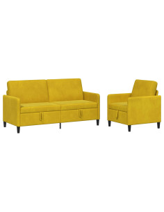 Set di Divani con Storage 2 pz Giallo Poliestere 2