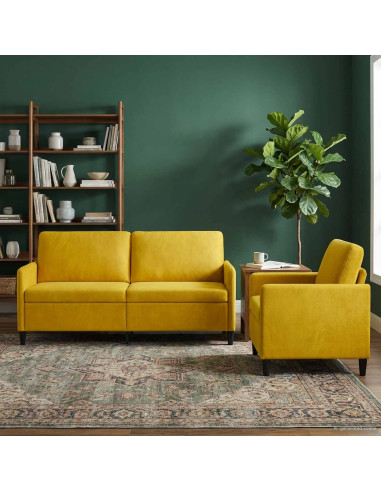 Set di Divani con Storage 2 pz Giallo Poliestere