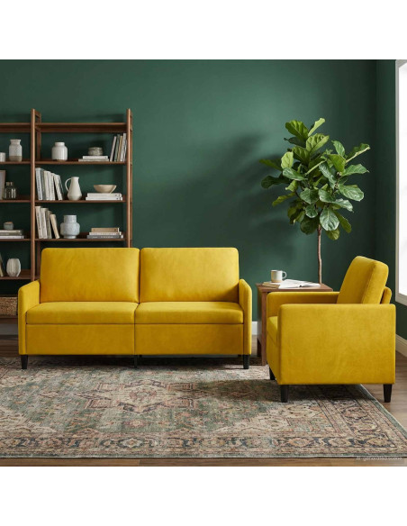 Set di Divani con Storage 2 pz Giallo Poliestere