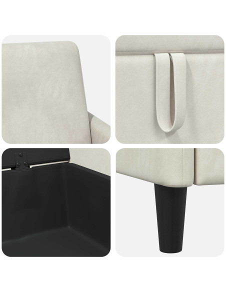 Set di Divani con Storage 2 pz Crema Poliestere