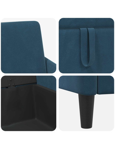 Set di Divani con Storage 2 pz Blu Poliestere