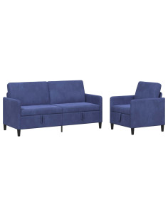 Set di Divani con Storage 2 pz Blu Polizia Poliestere 2