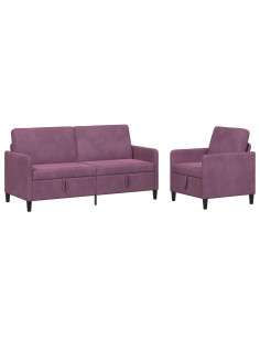 Set di Divani con Storage 2 pz Viola Poliestere 2