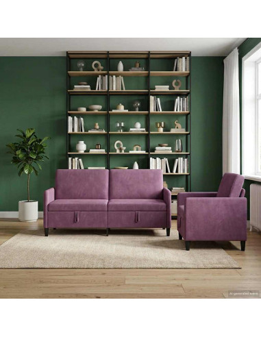 Set di Divani con Storage 2 pz Viola Poliestere