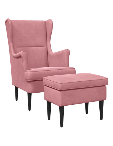 Poltrona con Ottomano 2 pz Rosa Velluto