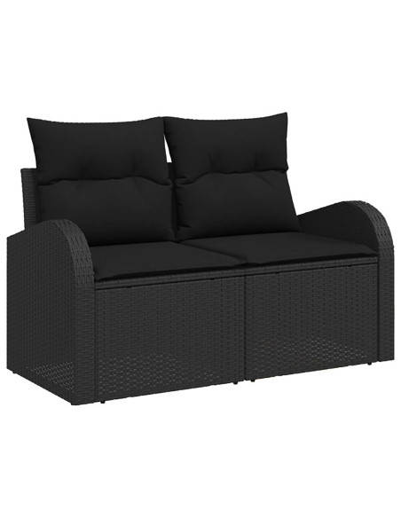 Set di divani 7 pz Nero Rattan sintetico e Acciaio