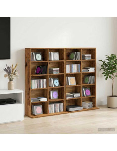 Mobile per CD 2 pz Legno antico 65 x 23,5 x 97,5 cm