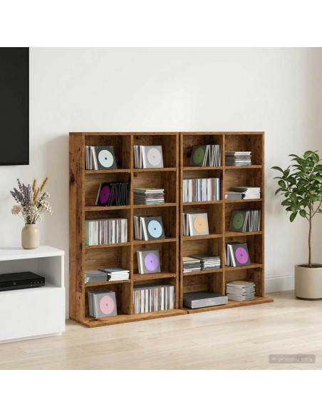 Mobile per CD 2 pz Legno antico 65 x 23,5 x 97,5 cm