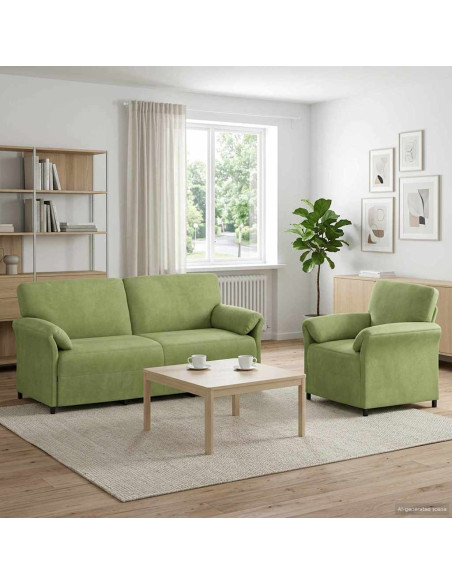 Set di divani 2 pz Verde chiaro Velluto