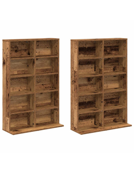 Mobile per CD 2 pz Legno antico 65 x 23,5 x 97,5 cm