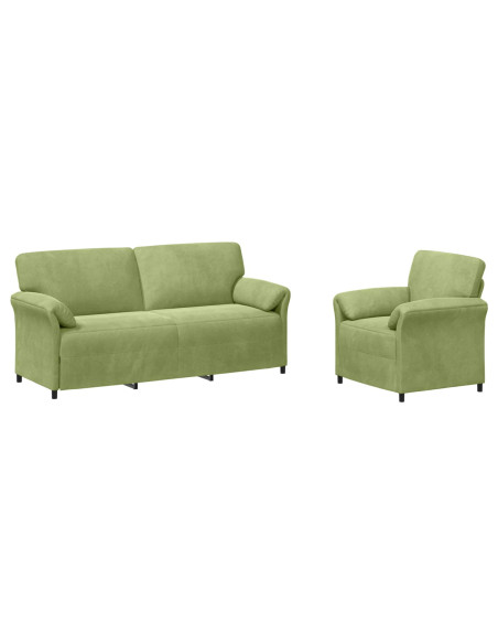 Set di divani 2 pz Verde chiaro Velluto