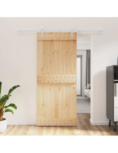Porta scorrevole Naturale e Bianco 90 x 210 cm
