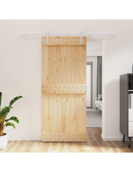 Porta scorrevole Naturale e Bianco 90 x 210 cm