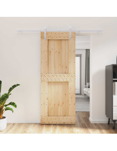 Porta scorrevole Naturale e Bianco 80 x 210 cm