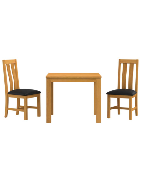 Set da pranzo 3 pz Nero Legno di Quercia Massello