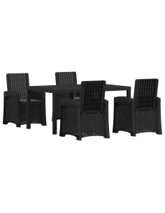 Set da Pranzo per Giardino 5 pz Antracite PP 2