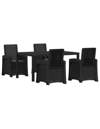 Set da Pranzo per Giardino 5 pz Antracite PP