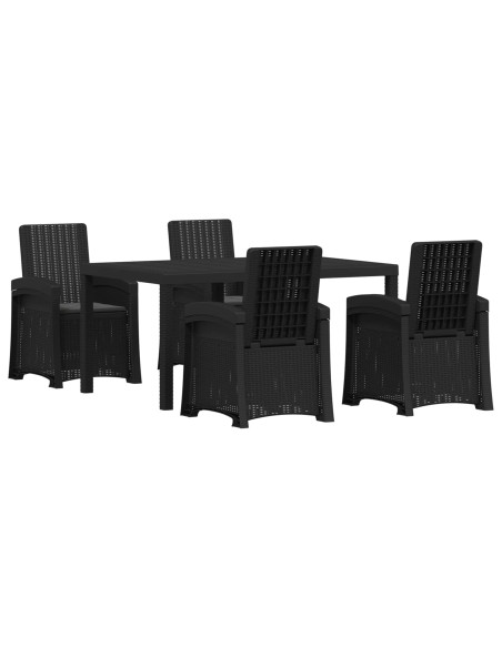 Set da Pranzo per Giardino 5 pz Antracite PP