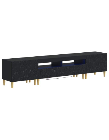 Mobile TV LED a 5 pezzi Nero Legno ingegnerizzato