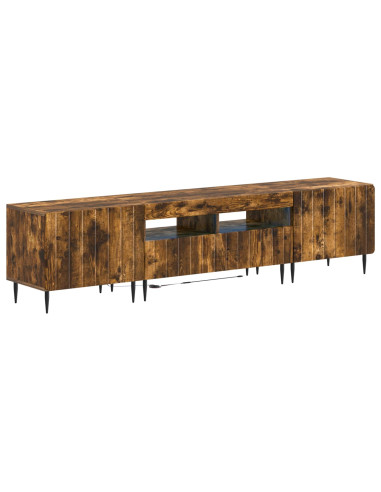 Mobile TV LED a 5 pezzi Rovere Fumo Legno ingegnerizzato