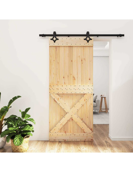 Porta scorrevole Naturale e Nero 90 x 210 cm