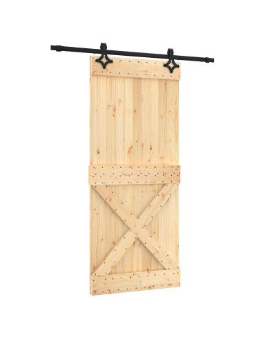 Porta scorrevole Naturale e Nero 90 x 210 cm