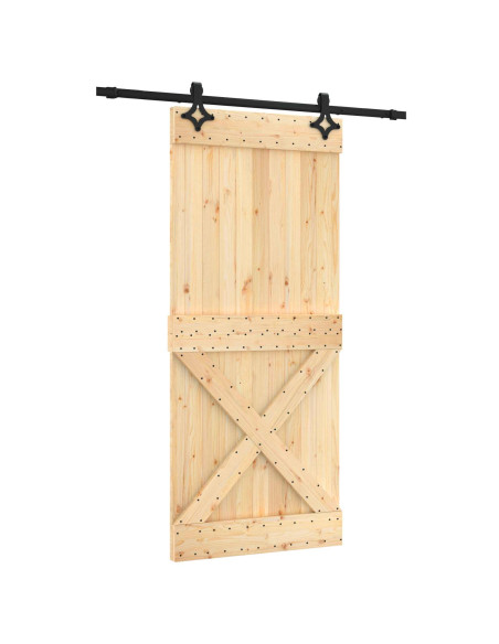 Porta scorrevole Naturale e Nero 90 x 210 cm