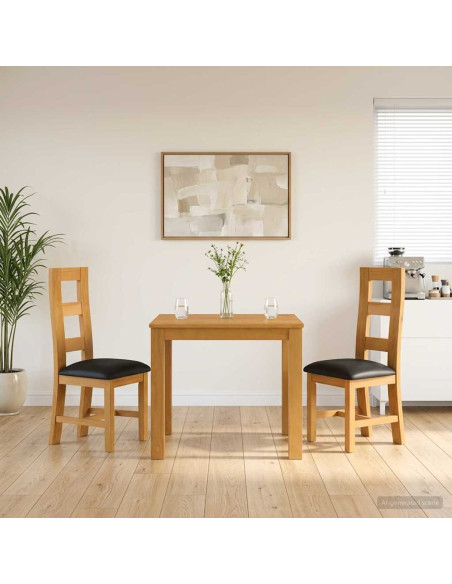 Set da pranzo 3 pz Nero Legno di Quercia Massello