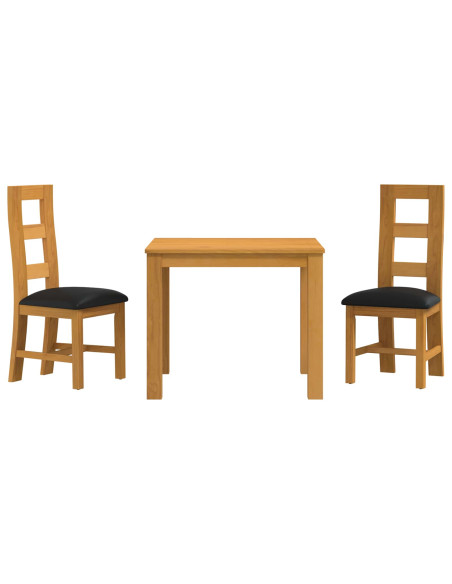 Set da pranzo 3 pz Nero Legno di Quercia Massello