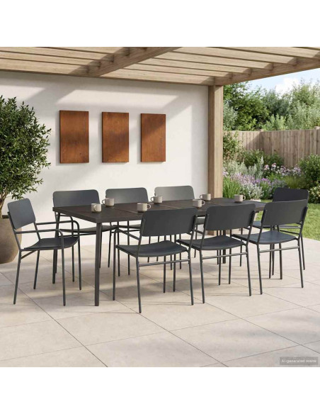 Set da pranzo 7 pz Antracite Acciaio