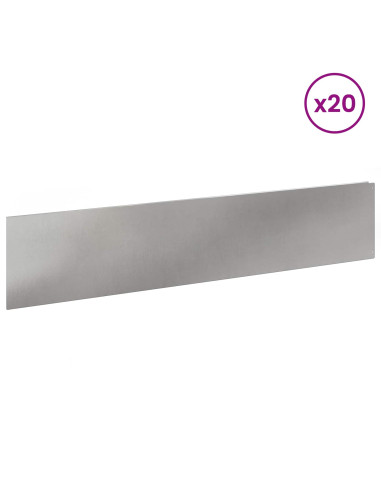 Bordura per Prato 20 pz 100 x 22 cm Acciaio Argento