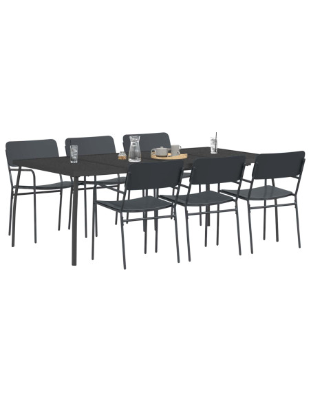Set da pranzo 7 pz Antracite Acciaio