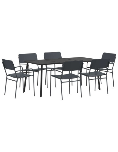 Set da pranzo 7 pz Antracite Acciaio