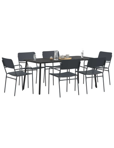 Set da pranzo 7 pz Antracite Acciaio