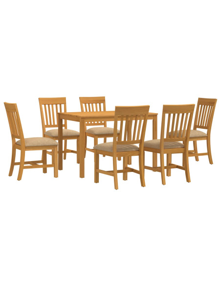 Set da pranzo 7 pz Beige Legno di Quercia Massello