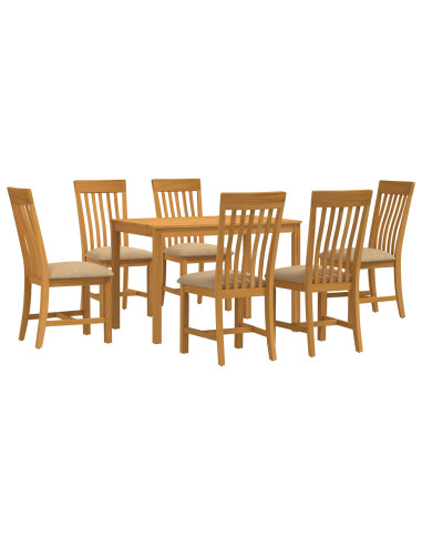 Set da pranzo 7 pz Beige Legno di Quercia Massello