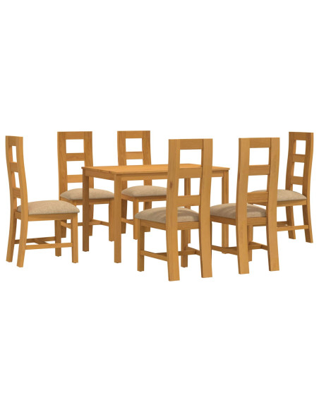 Set da pranzo 7 pz Beige Legno di Quercia Massello