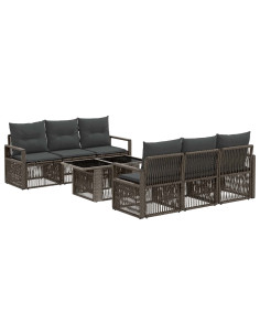 Set Divano da Giardino 7 pz Grigio e Grigio Scuro polyrattan 2