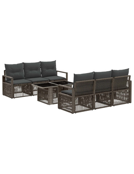 Set Divano da Giardino 7 pz Grigio e Grigio Scuro polyrattan