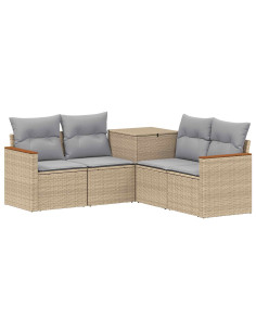 Set di divani 5 pz Beige e Grigio Chiaro 2