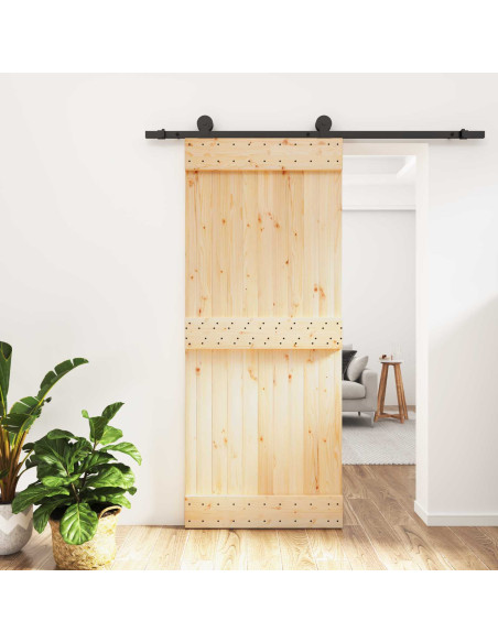 Porta scorrevole Naturale e Nero 85 x 210 cm