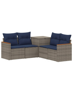 Set di divani 5 pz Grigio e Blu Navy Rattan sintetico e Acciaio 2