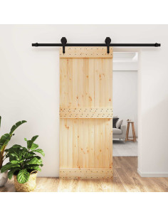 Porta scorrevole Naturale e Nero 85 x 210 cm